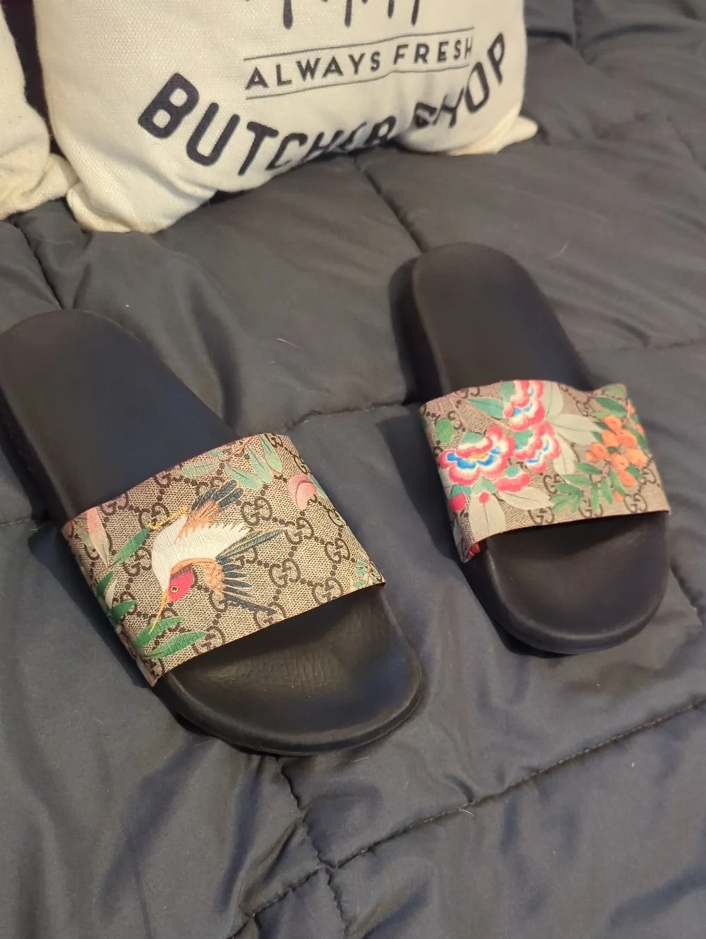 Authentic Gucci Tian Floral Bloom Slide Sandals RARE Size 12 46 Euro